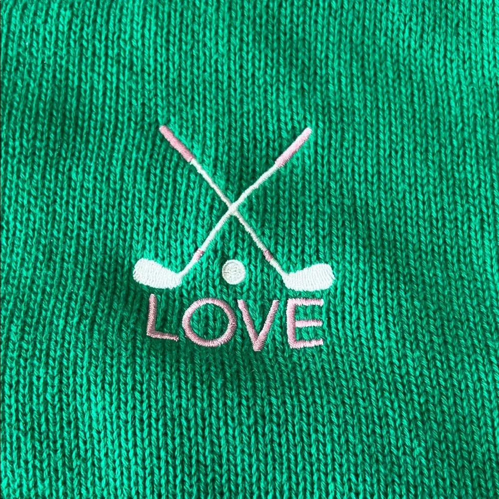 LOVE Crewneck Sweater in Emerald Green Golf Clubs